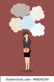 Business woman under a lot of trouble. Business concept