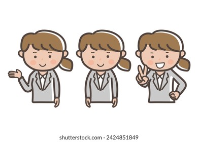 Business woman upper body pose set_piece_guide_explanation