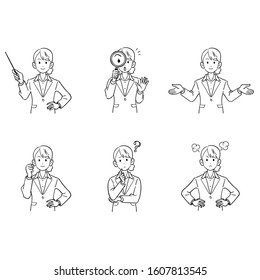 Business woman upper body Set of 6 poses