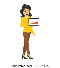 
Business woman using Ipad for presentation 
