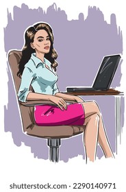 Business woman using laptop computer