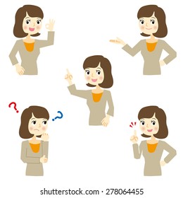Business Woman various facial expressions