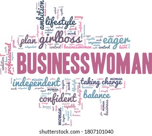 Business woman vector illustration word cloud isolated on a white background.