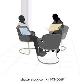 Business woman vector silhouette people meeting on a white background