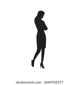 Business woman vector silhouette,profile,black color isolated on white background.vector illustration