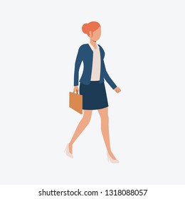 Business woman walking and carrying briefcase. Businesswoman, entrepreneur, executive manager. Can be used for topics like business, entrepreneurship, career