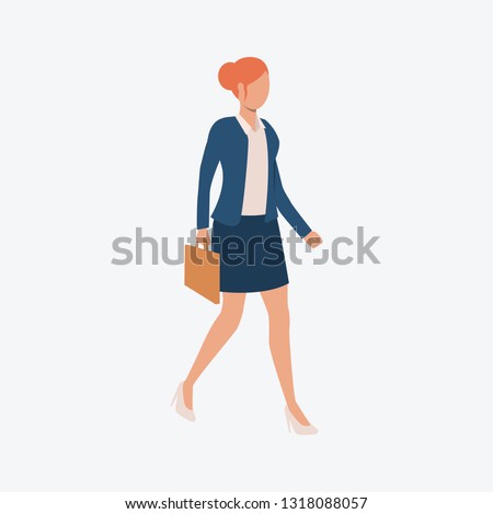 Business woman walking and carrying briefcase. Businesswoman, entrepreneur, executive manager. Can be used for topics like business, entrepreneurship, career