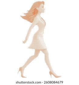 Business woman walking formed from dots