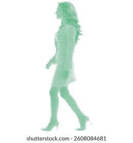 Business woman walking formed from dots