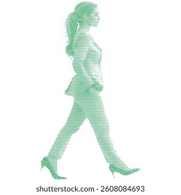 Business woman walking formed from dots