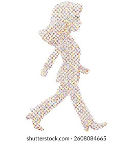 Business woman walking formed from various colorful shapes