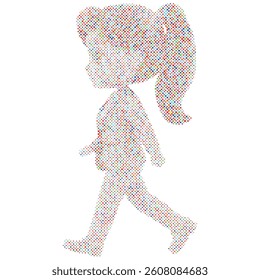 Business woman walking formed from various colorful shapes