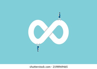Business woman walking on infinity symbol. concept of Circular Economy and Sustainable