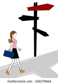 business woman walking on the street