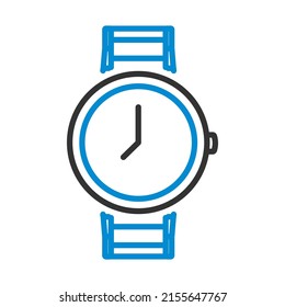 Business Woman Watch Icon. Editable Bold Outline With Color Fill Design. Vector Illustration.