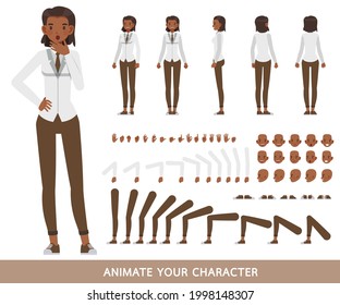 Business Woman wear white shirt and brown trousers character vector design. Create your own pose.