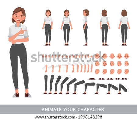 Business Woman wear white shirt character vector design. Create your own pose. ストックフォト © 