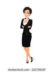 Business Woman Wearing Black Suit Isolated Stock Vector (Royalty Free ...