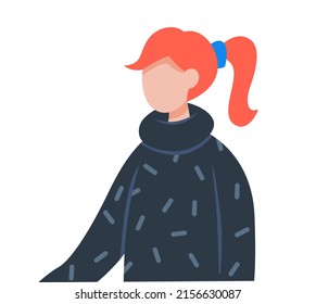 Business woman wearing blouse. Vector illustration of girl in casual outfit isolated on white. Female character teacher or manager avatar. Person in half height icon businessman