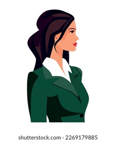 mujer de negocios con elegante personaje de traje verde