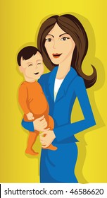 business woman whit here child