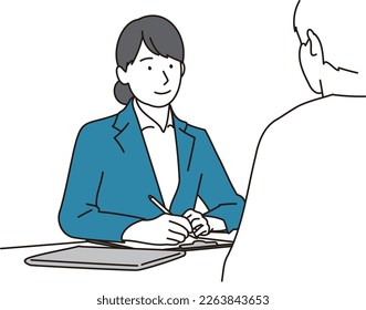 Business woman who conducts hearing at customer service