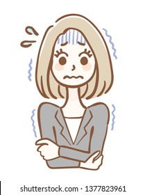 Business woman who feels chilly