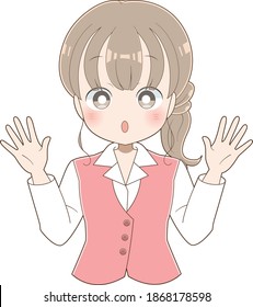 A business woman who opens her hands and is surprised