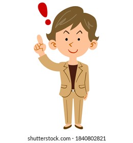 Business woman who raises her index finger_whole body