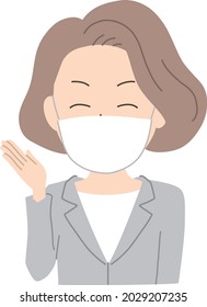 A business woman who wears a mask and guides