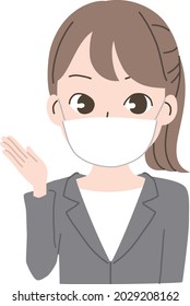 A business woman who wears a mask and guides