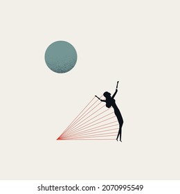 Business woman winner vector concept. Symbol of success, victory, achievement. Minimal design abstract eps10 illustration.