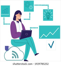 business woman at work at home in smart-working