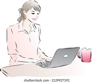 business woman work laptop job