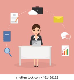 Business woman work at office. document flow.