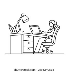 Business woman Working at Desk vector design