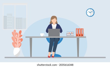 business woman working in office