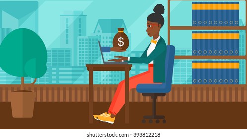 Business woman working in office.