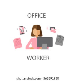 business woman working in office