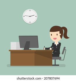 Business woman working in office hour