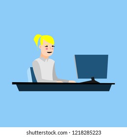 business woman working on computer