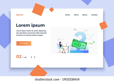 Business woman working on computer. Planning, management, analysis concept. Vector illustration can be used for topics like business, finance, banking