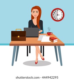 business woman in workspace isolated icon design, vector illustration  graphic 