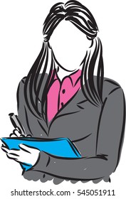 business woman writting note illustration