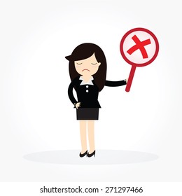 Business woman with wrong symbols.