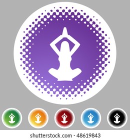 Business Woman Yoga web button isolated on a background.