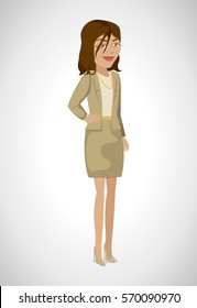 Business Woman-Isolated On Gray Background.Vector Illustration,Graphic Design.For App,Web Site,Print,Presentation Templates,Mobile Applications And Promotional Materials.Office Concept 