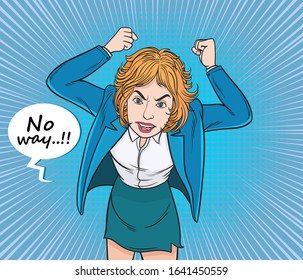 Business women are angry and shouting loudly. Pop art  retro vector illustration comic. Separate images of people from the background.