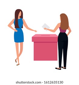 business women with ballot box isolated icon vector illustration design