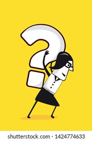 Business women carrying problem. Business metephor